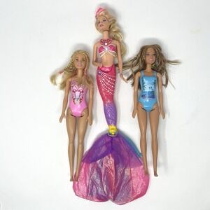 3 Barbie Dolls, 2 Beach Summer Sun Water, Lumina the Pearl Princess Mermaid Lot